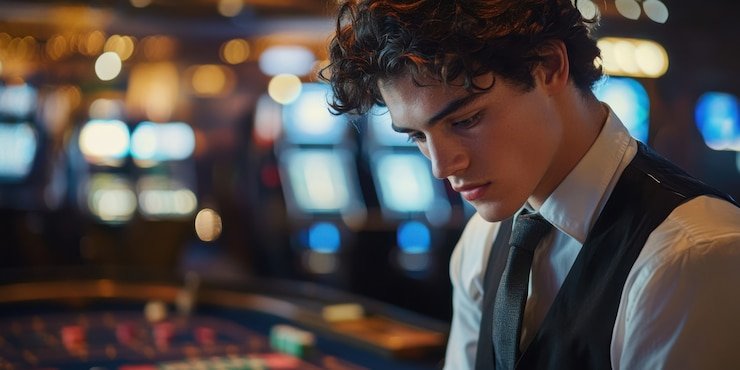 Meja roulette langsung dengan roda yang berputar di studio napi 4d