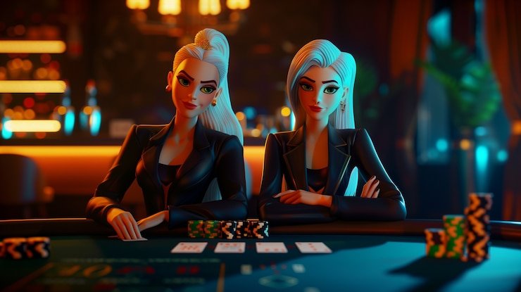 Meja Dragon Tiger dengan dealer dan kartu di studio kasino napi 4d